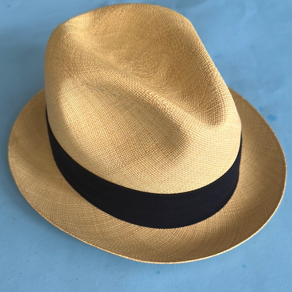 Chic Tan Fedora with Black Band original Stetson ,Panama hat